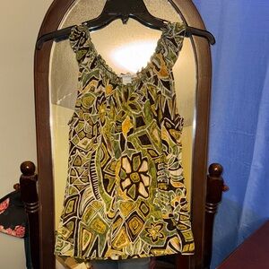 Carol Rose Green and Yellow Abstract Blouse